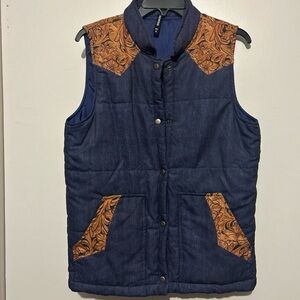 Crazy Train Blue and Brown Puffer Vest